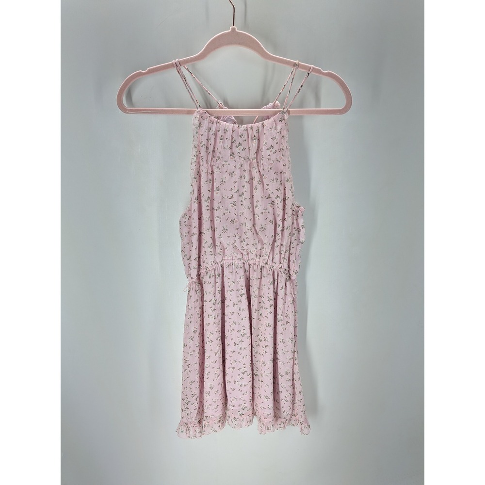 Abercrombie & Fitch Pink Floral Halter Mini Dress Strappy Back XS - Picture 1 of 4